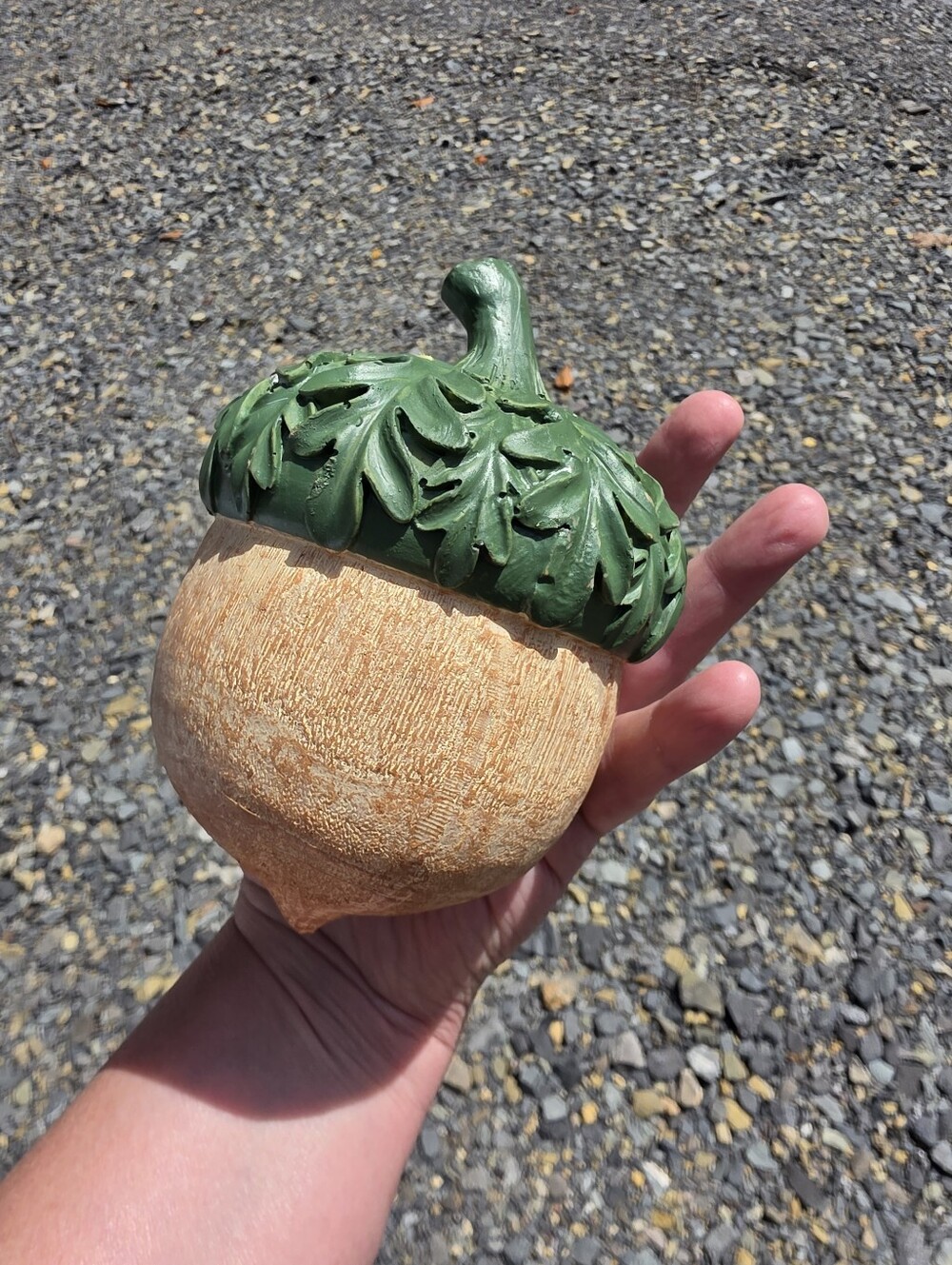 Decorative Green and Tan Acorn Home Art Accent Set Of 2
